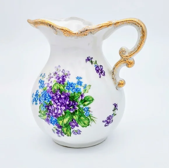 Vintage Lefton China Hand Painted Spring Bouquet 4585 Small Pitcher - Picture 3 of 12